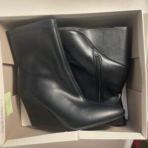 NWT Black Wedge Ankle Booties 8.5 - A New Day - Soft Vegan Leather